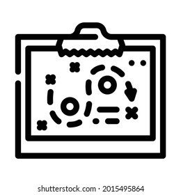 Zeilensymbol des Startstrategiebretts, Vektorgrafik. Startstrategiebrettzeichen isoliertes Kontursymbol