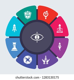 startup strategy and vector template for infographics. Business concept with 9 options, steps, parts, segments. Banner infographic cycling diagram, round chart