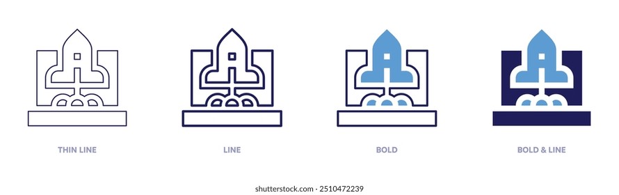 Startup success icon in 4 different styles. Thin Line, Line, Bold, and Bold Line. Duotone style. Editable stroke.