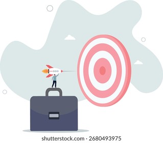 Alvo de sucesso de inicialização, lançar novo alvo produto para ganhar realização de negócios, meta ou alvo de marketing, conceito do plano de projeto.vida e emprego de pessoas.