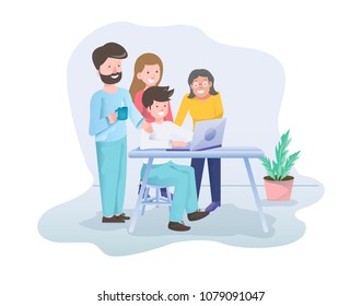 Startup team members working