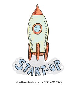 Startup technology concept. doodle vector