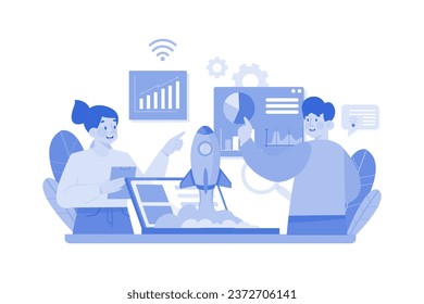 Startup Technology Illustration concept on white background