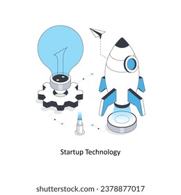 Ilustración de stock isométrica de la tecnología de inicio. Archivo EPS