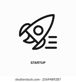 Startup thin line icon or logo. Symbol or sign on business or finance ui theme. Vector line illustration.