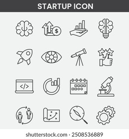 Startup thin line icon. Success and Growth Editable Icons set. personal, professional, and financial growth, progress, and career. Pictograms and infographics	