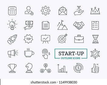 Startup Thin Line icons. Vector Outline Design Symbols for web.