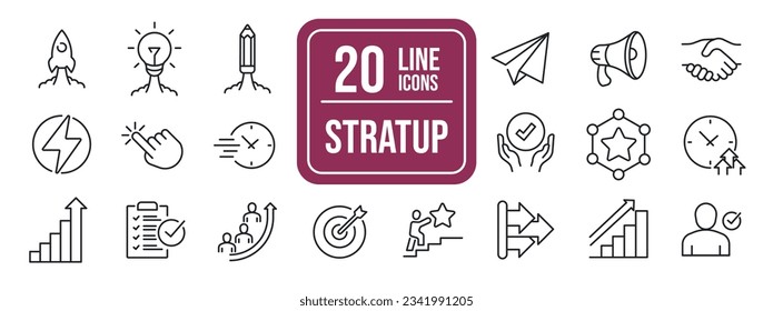 Startup thin line icons. For website marketing design, logo, app, template, ui, etc. Vector illustration.