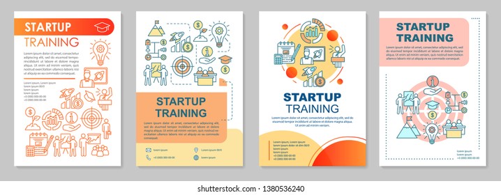 Startup training brochure template layout. Business seminar. Flyer, booklet, leaflet print design with linear illustrations. Vector page layouts for magazines, annual reports, advertising posters