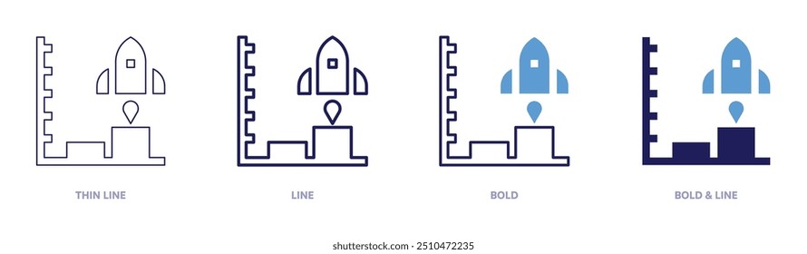 Startup trends icon in 4 different styles. Thin Line, Line, Bold, and Bold Line. Duotone style. Editable stroke.