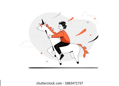 Startup Unicorn Vector Illustration concept. Flat illustration isolated on white background.