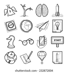 Startup vector black icon set