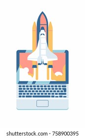 Startup vector concept. Fast growing application, product, service or platform and technology oriented business illustration