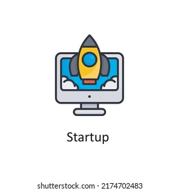 Startup  vector Filled outline Icon Design illustration. Project Managements Symbol on White background EPS 10 File