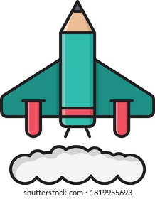 startup vector flat line icon 