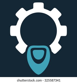Startup vector icon. Style is bicolor flat symbol, blue and white colors, rounded angles, dark blue background.