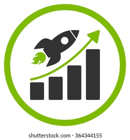 Startup vector icon. Style is bicolor flat circled symbol, eco green and gray colors, rounded angles, white background.