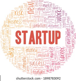Startup vector illustration word cloud isolated on a white background.