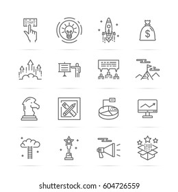 Startup Vector Line Icons, Minimal Pictogram Design, Editable Stroke For Any Resolution
