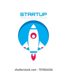 Startup - vector logo template concept illustration. Abstract rocket creative sign. Spaceship symbol. Design element. 