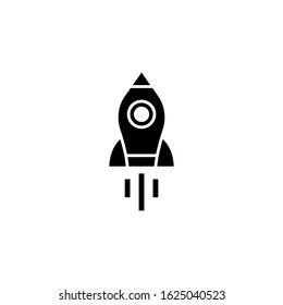 Startup vector, modern startup strategy and success symbol in outline, black flat shape on white background