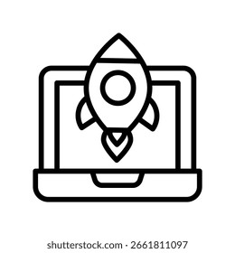 Startup-Vektorumrisssymbol. EPS 10-Datei