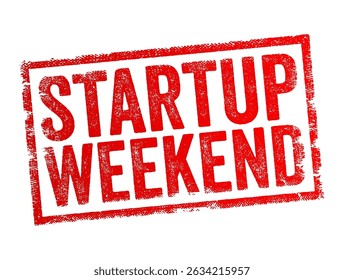 Startup Weekend é um evento curto (geralmente de 2 a 3 dias) em que as pessoas se unem para lançar, construir e lançar uma ideia de start-up, carimbo de conceito de texto