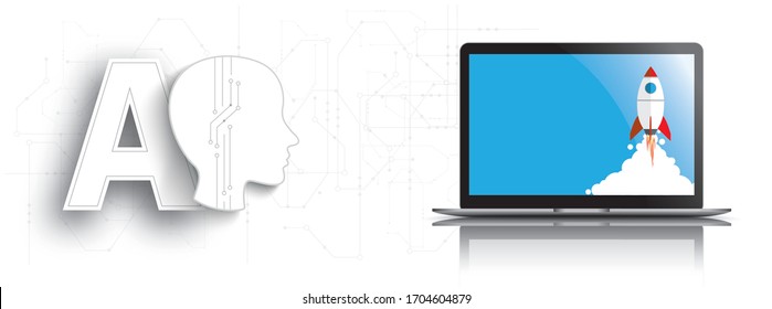 Startup, which has specialized in the development of AI. Eps 10 vector file. 