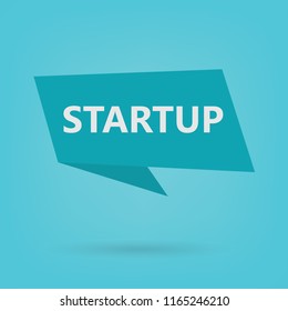 startup word on sticker- vector illustration