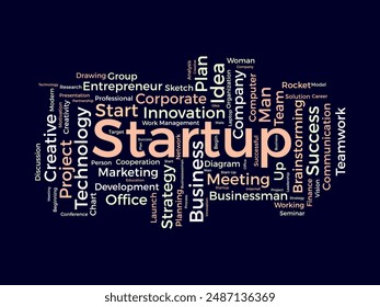 Startup wordcloud template. Business concept vector background.