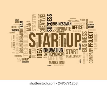 Plantilla de inicio de wordcloud. Concepto de negocio de fondo de Vector.