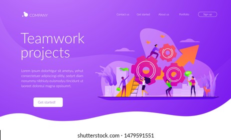 Startup work, success. Effective team-working, teamwork projects, teamwork skills, teamwork solutions, effective collaboration, Goal achievement concept. Website homepage header landing web page