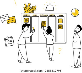 Startup world illustrations outlined set