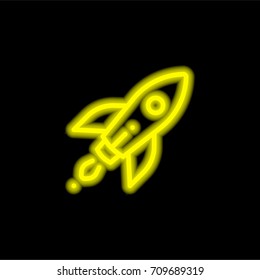Startup yellow glowing neon ui ux icon. Glowing sign logo vector