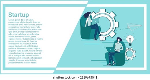 Startup.Brainstorming and search for new ideas.Teamwork and new projects.An illustration in the style of a green landing page.