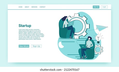 Startup.Brainstorming and search for new ideas.Teamwork and new projects.An illustration in the style of a green landing page.