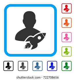 Startuper icon. Flat pictogram symbol in a rounded rectangle. Black, gray, green, blue, red, orange color variants of Startuper vector. Designed for web and app UI.