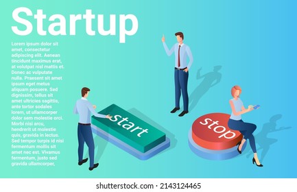Startup.Launching new projects.People are looking for new ideas..Poster in business style.Flat vector illustration.