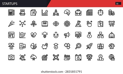 Startups Ecosystem Hub Community Support Network Icon Set