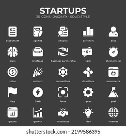 Startups icon pack with black color