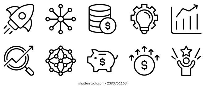 startups line style icon collection