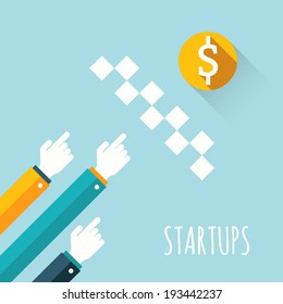 Startups.  Vector illustration.