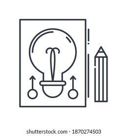 Icono de proyecto de inicio, ilustración lineal aislada, vector de línea delgada, signo de diseño web, símbolo de concepto de contorno con trazo editable sobre fondo blanco.