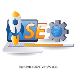Starup seo optimization , flat isometric 3d illustration