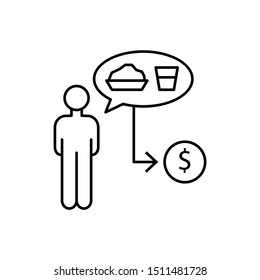 Starvation poor dollar icon. Element of overpopulation thin line icon
