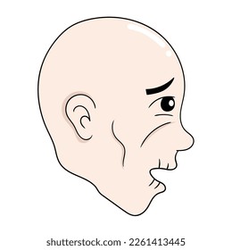cabeza de hombre calva y hambrienta. ilustración de diseño vectorial