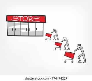 starving crowd vector illustration clip art store buyer