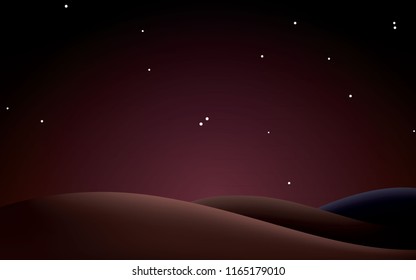 stary night hill landscape vector illustration