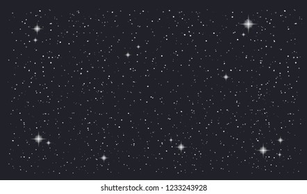 Stary night sky horizontal background. Vector illustration