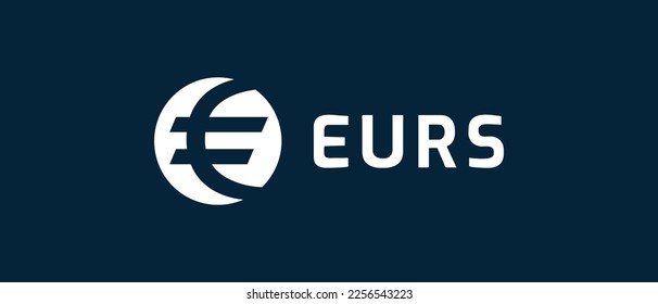 STASIS EURO cryptocurrency EURS Token, Cryptocurrency logo on isolated background with text.
